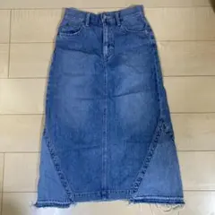 MOUSSY デニムカットオフエッジロングスカート