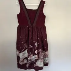 アクシーズファム　ノースリーブ花柄ワンピース ワインレッド