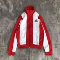 アディダス　トラックジャケット　白赤ストライプ　古着ジャージM adidas