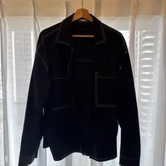ZARA 長袖シャツ ブラック ホワイトステッチ L