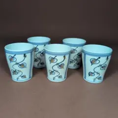清水焼 汲み出し湯呑茶碗5客 平安瑞雲作 極薄手草花文 - メルカリ