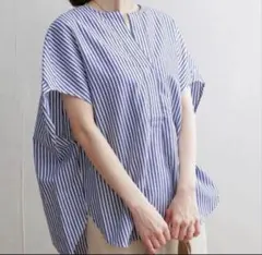 アーバンリサーチドアーズ ストライプコクーンシャツ ブルーストライプ