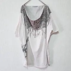 【alcali】（F）ドルマンスリーブ手描き風プリントTシャツ/体型カバー/半袖のサムネイル