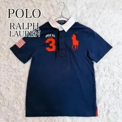 ポロラルフローレン ポロシャツ ビックポニー ネイビー USA 星条旗 M