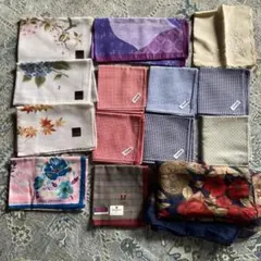 ブランド各種ハンカチセット 花柄・チェック柄・無地　14枚