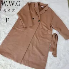 W.W.G ロングコート フリーサイズ　ウール　レーヨン　キャメル　大きい