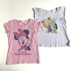ディズニー キッズTシャツ 2枚セット 100cmミニー プリンセス 女の子