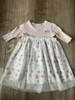 90 薄ピンク　ワールド　チュール付き　ワンピース ディズニー