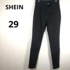 シーイン SHEIN 29 M相当 スキニーデニム ブラック 裾スリット