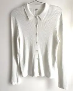 ユニクロ　リブポロカーディガン（長袖）　オフホワイト
