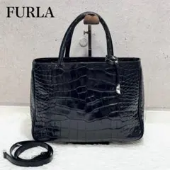 未使用級　FURLA　フルラ　クロコ型押し　２way　ハンドバッグ FURLA - FURLA クロコ型押しハンドバッグの通販 by RB's shop