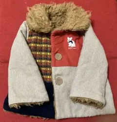 チェック柄フリース襟コート 110cm 小さめ