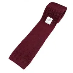 【未使用】ニットネクタイ ボルドーレッド 赤系 ニットタイ タグ付き 日本製