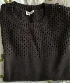 【未使用】③ユニクロU 綿100%長袖ニットセーター　ブラックXXL