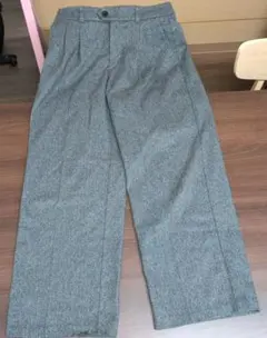 ヘリンボーンタックワイドパンツ グレー　GU