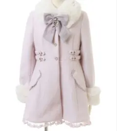 LIZLISA ビジューリボン ミニ丈Aライン コート ピンク