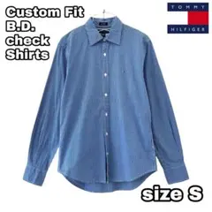 古着 トミーヒルフィガー 長袖 ボタンダウン チェック シャツ ブルー 青