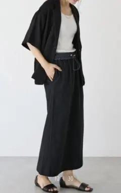 新品 タグ付 リネン ロングスカート ドロスト ラビアンジェ M