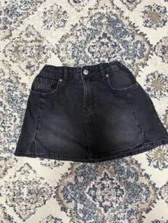 ZARA ブラックデニムAラインスカート 152