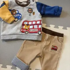 ミキハウス★バスプリント長袖トレーナー＆パンツセット★70