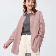 GU オーバーサイズシャツ　ピンク Sサイズ