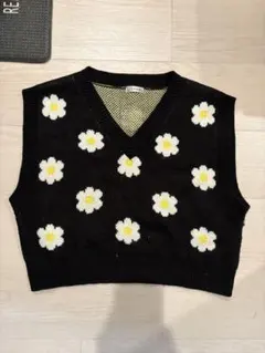花柄ニットVネックベスト ingni