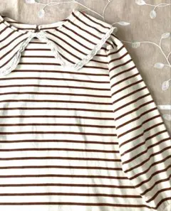 SM2 サマンサモスモス コットン ビッグカラー￼ ボーダー カットソー