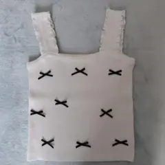 リボン装飾フリルストラップキャミソール タグなし