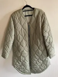 軽量！キルティングロングコート ライトグリーン