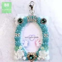 【B8】トレカケース ホイップデコ 硬質ケース 推し活 丸枠 緑 薔薇 ハート