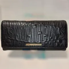 【美品】サマンサタバサ 長財布 フラップ ビッグロゴ キルティング 黒