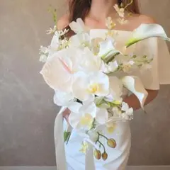 白　胡蝶蘭　アーティフィシャルフラワー　ウェディング　ブーケ　造花　結婚式