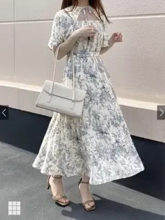 前後2wayリボンベルト付き花柄消しプリーツフレアワンピース[al114]