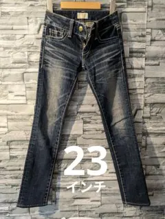 MOUSSY マウジー パウダーデニム 23インチ スキニー 濃紺