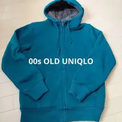 ✨00s OLD UNIQLO ジップパーカーボア　グリーン　M y2k　平成