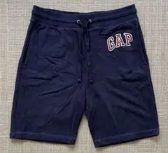 ◆GAP 刺繍ロゴ スウェットパンツ ハーフ ショートパンツ ネイビー