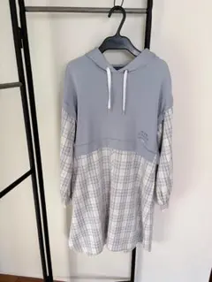 【pom ponette junior】レイヤード風シャツワンピース／150