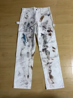 amachi アマチ カーゴパンツ ペイント加工 アイボリー ワイドパンツ amachi アマチ カーゴパンツ ペイント加工 アイボリー ワイドパンツ