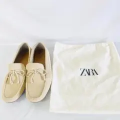 ZARA ザラ スエード調 モカシン ローファー 巾着付 ベージュ41「F895のサムネイル