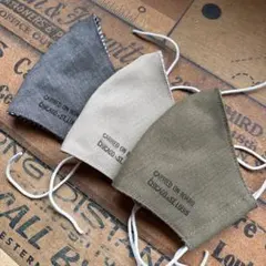 ハンドメイド布マスク★10243 子供用 カーキ 薄いベージュ ブラック 黒系