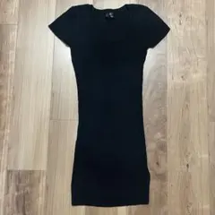 H&M divided リブニット 半袖ワンピース ブラック サイズ6 美品
