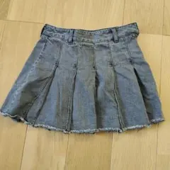 GU デニムプリーツスカート ミニ丈 カットオフ