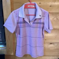 薄紫 ストライプ ポロシャツ レディース