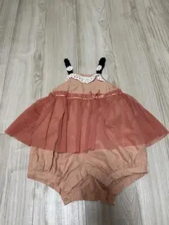 オレンジ系フリルロンパース　リトルサニー