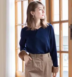 【新品】トッコクローゼット 2WAY袖ファー付きハートネックとろみブラウス