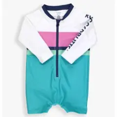Rash Guard aqua color block　6ヶ月〜24ヶ月