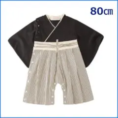 ストライプ柄 和風ロンパース 80cm