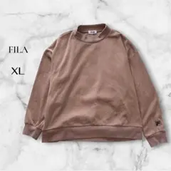【FILA】フィラ スウェット トレーナー バックロゴ 裏起毛 ブラウン XL