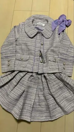 紫と白のツイードジャケットとスカートセット