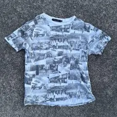 archive 総柄　Tシャツ　白黒　短丈　y2k